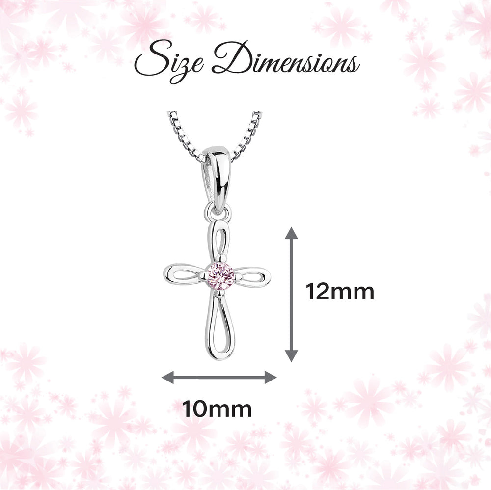 Sterling Silver Children's Pink Infinity Cross Necklace for Kids