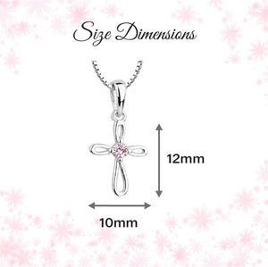 Sterling Silver Children's Pink Infinity Cross Necklace for Kids