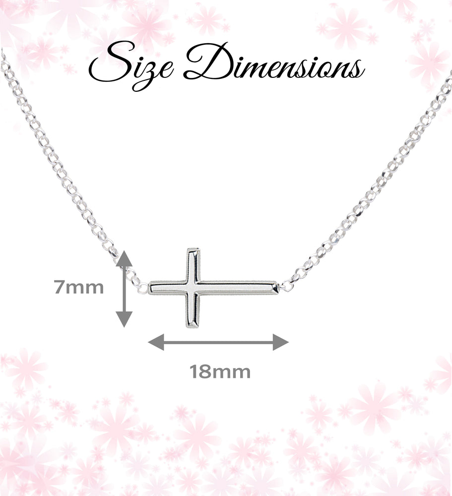 Sterling Silver Children's Horizontal Cross Necklace for Girls