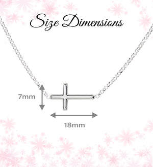 Sterling Silver Children's Horizontal Cross Necklace for Girls