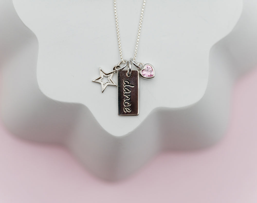 Sterling Silver Children's Dance Necklace-Pink - Cherished Moments Jewelry