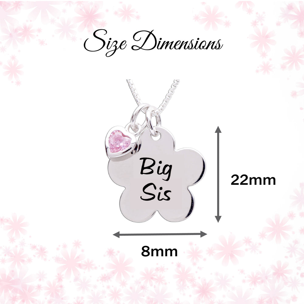 Sterling Silver Big Sis Daisy Necklace for Big Sisters - Cherished Moments Jewelry