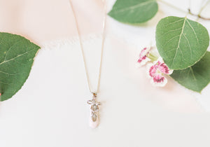 
                
                    Load image into Gallery viewer, Children&amp;#39;s Sterling Silver Pink Ballet Slipper Necklace for Kids and Girls
                
            