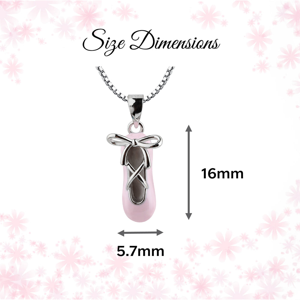 Children's Sterling Silver Pink Ballet Slipper Necklace for Kids and Girls