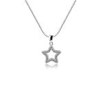 Children's Sterling Silver Hollow Star Necklace with CZs