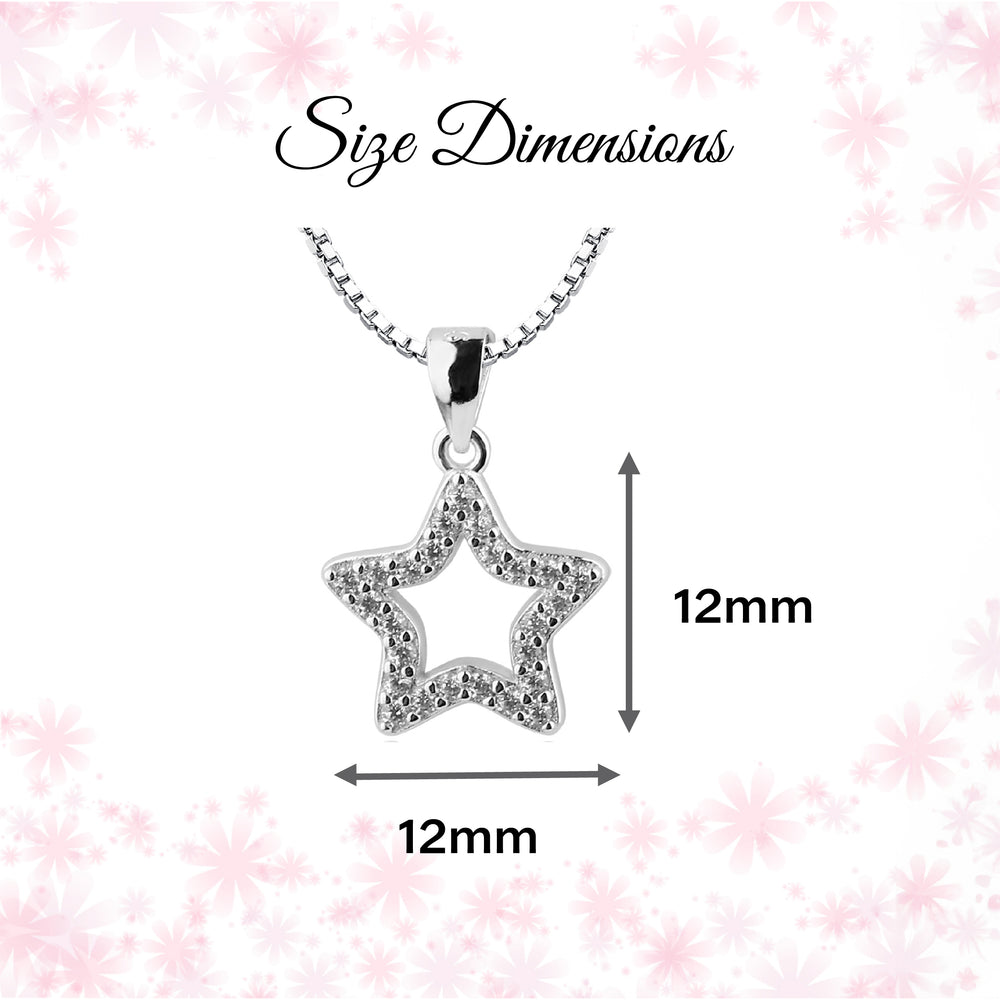 Children's Sterling Silver Hollow Star Necklace with CZ's