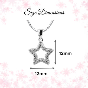 Children's Sterling Silver Hollow Star Necklace with CZ's