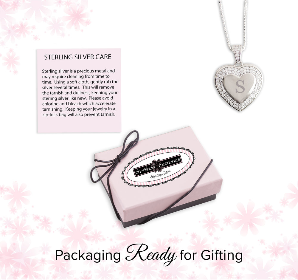 Sterling Silver Children's Personalized Heart Locket with CZ Stones and gift box