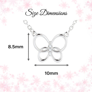 Sterling Silver Butterfly Necklace with CZs for Little Girls or Kids