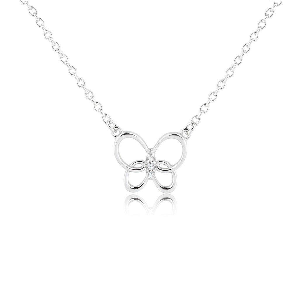 Sterling Silver Butterfly Necklace with CZs for Little Girls or Kids