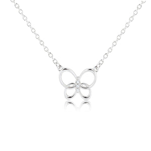 Sterling Silver Butterfly Necklace with CZs for Little Girls or