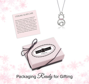 Little Girls Sterling Silver Pink Cat Necklace for Kids