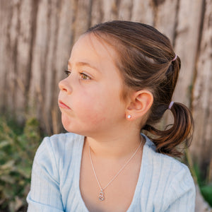 Little Girls Sterling Silver Pink Cat Necklace for Kids