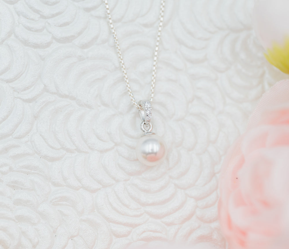 Sterling Silver Child's White Pearl Necklace gift