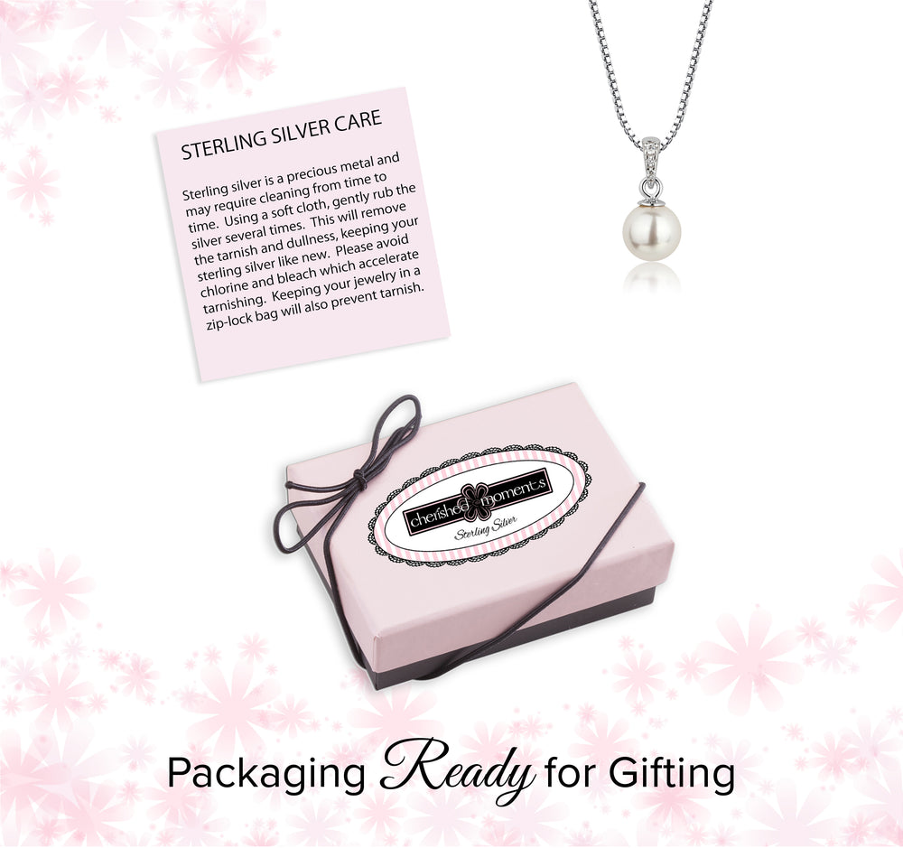 Sterling Silver Child's White Pearl Necklace and gift box