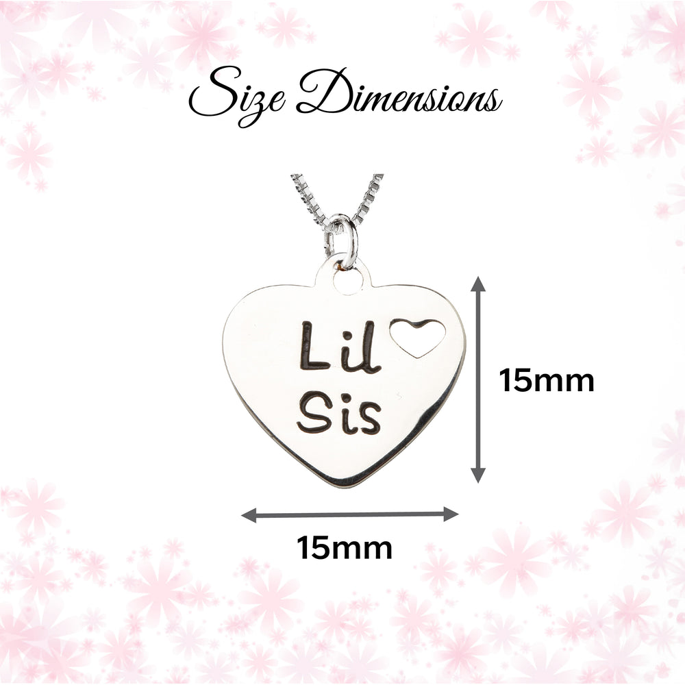 Sterling Silver Little Sis Heart Necklace for Little Sisters