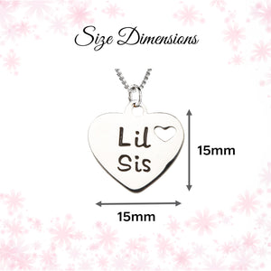 Sterling Silver Little Sis Heart Necklace for Little Sisters