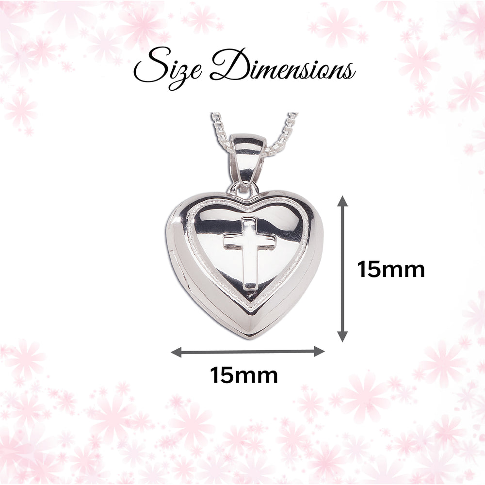 Sterling Silver Children's Heart Locket with Cross