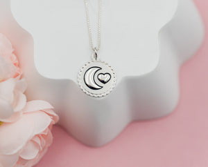 Sterling Silver I Love You to the Moon and Back Necklace for Kids - Cherished Moments Jewelry