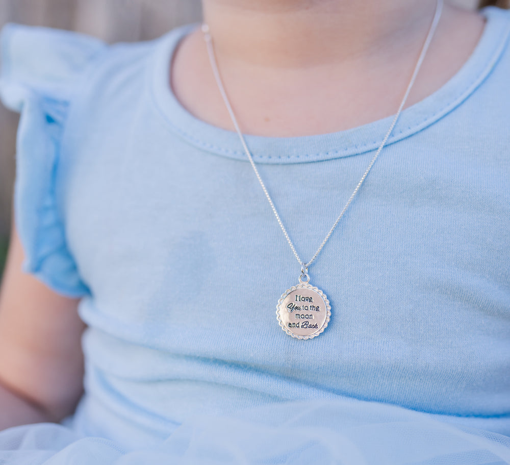 Sterling Silver I Love You to the Moon and Back Necklace for Kids