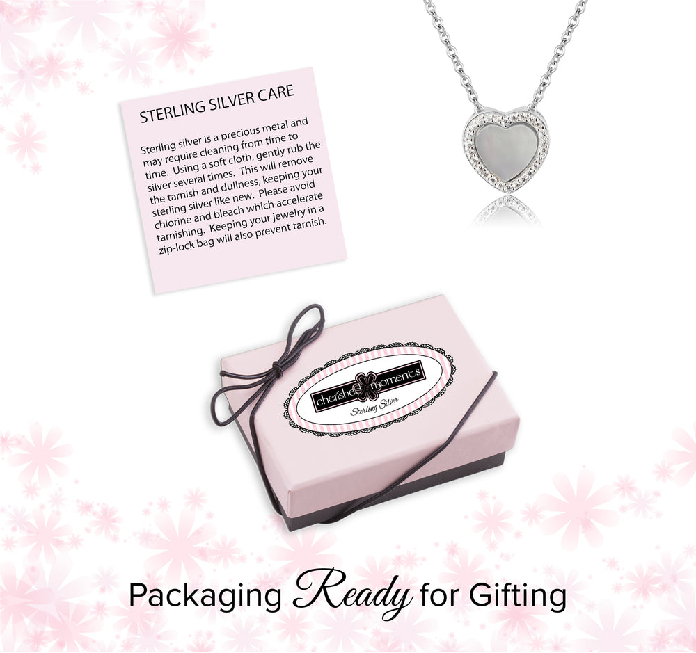 
                
                    Load image into Gallery viewer, Sterling Silver Kid&amp;#39;s Mother of Pearl Heart Necklace
                
            