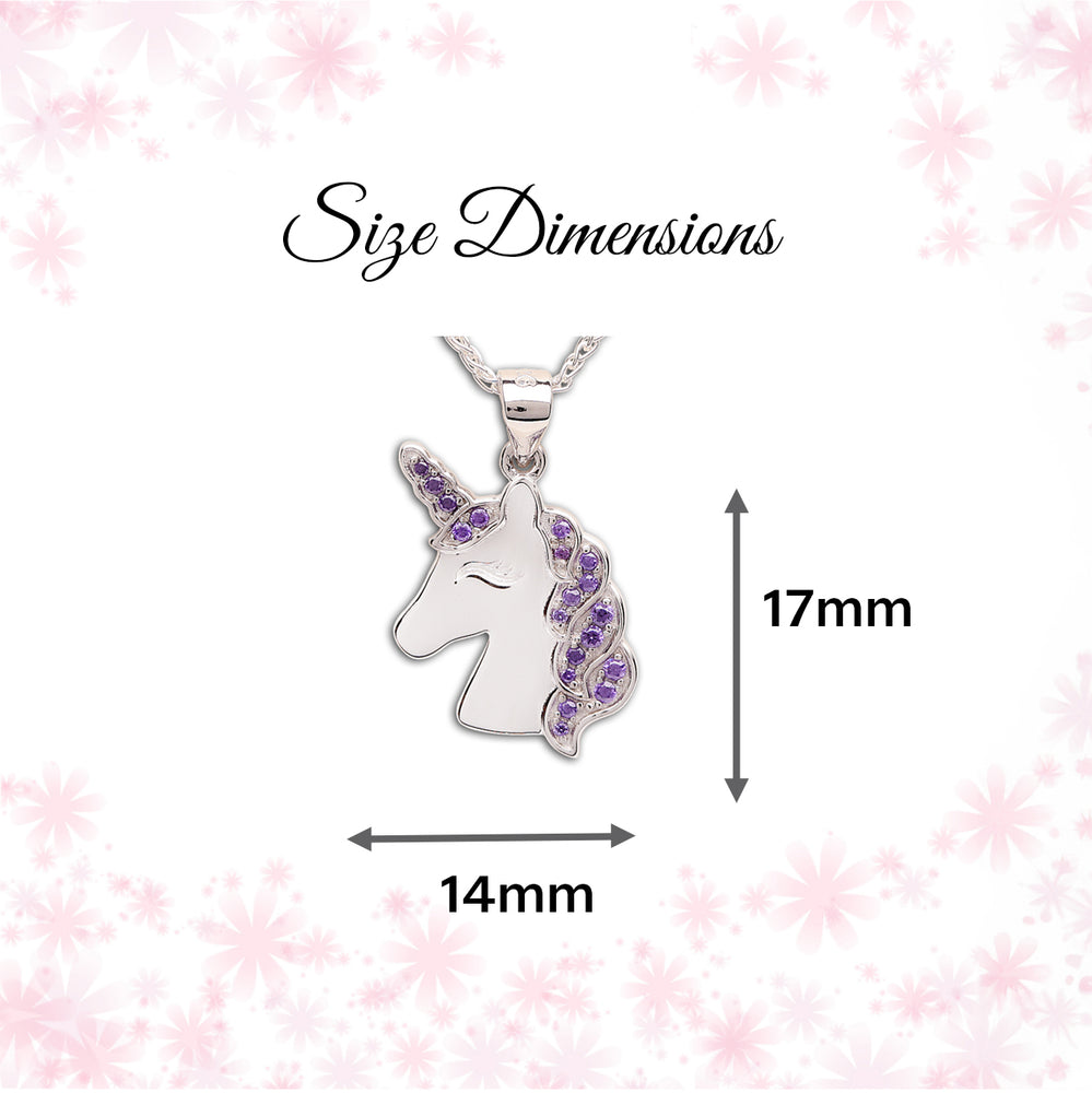 Sterling Silver Kids Unicorn Necklace-Lavender