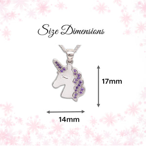 Sterling Silver Kids Unicorn Necklace-Lavender