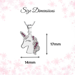 Sterling Silver Kids Unicorn Necklace-Pink