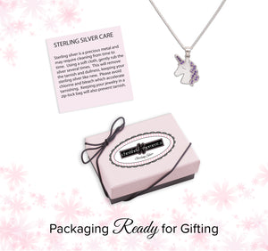 Sterling Silver Kids Unicorn Necklace-Lavender