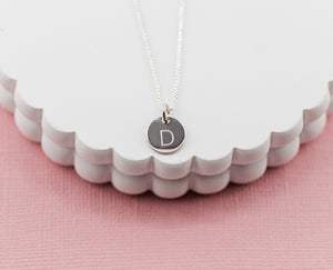 Sterling Silver Initial Disc Necklace