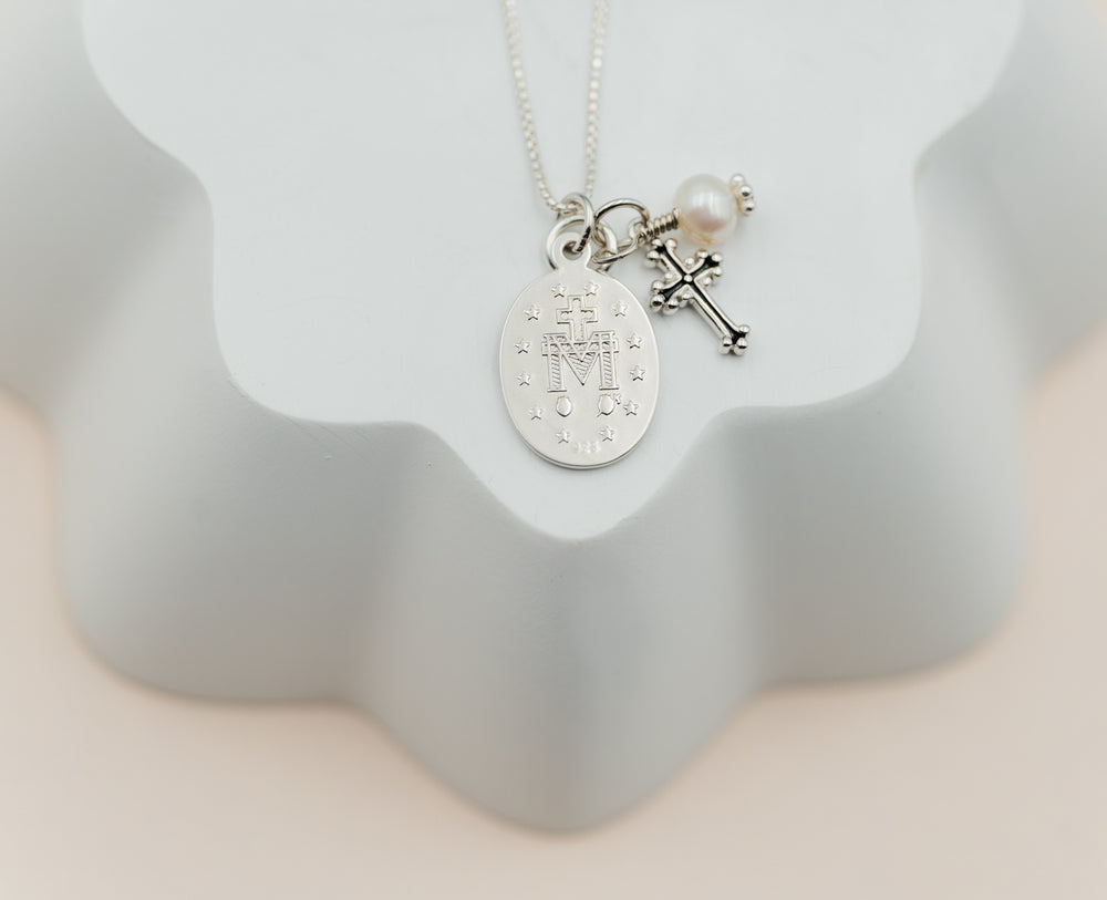 First Communion Miraculous Medal Necklace for Girls - Cherished Moments Jewelry