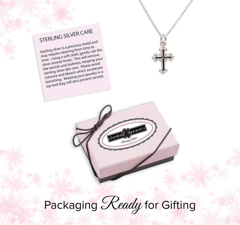 Sterling Silver Children's Cross Necklace for First Communion Gift