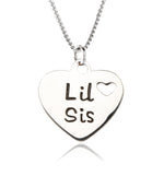 Sterling Silver Little Sis Heart Necklace for Little Sisters