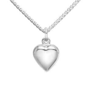 Children’s Sterling Silver Girls Puff Heart Necklace for Kids