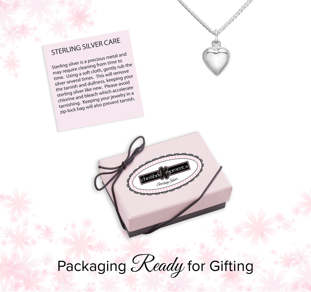 Sterling Silver Kid's Puff Heart Necklace