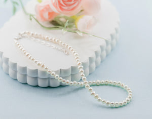 Sterling Silver Girl's Stand of Pearls Necklace