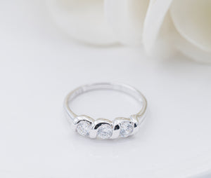 Sterling Silver Baby Ring with Twisted Band and Three CZ Stones for Girls