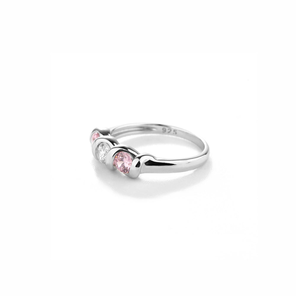 Sterling Silver Baby Ring with Twisted Band and Triple CZ Stones for Girls