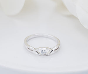 Sterling Silver Baby Ring with Twisted Band and Clear CZ for Girls