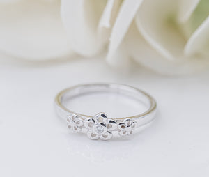 Sterling Silver Baby Ring with Daisy Flowers for Girls