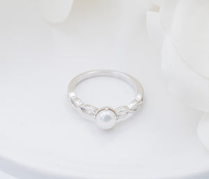 Sterling Silver Pearl Baby Ring with Twisted Band for Little Girls