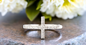 Sterling Silver Cross Ring with CZs for Teens or Women