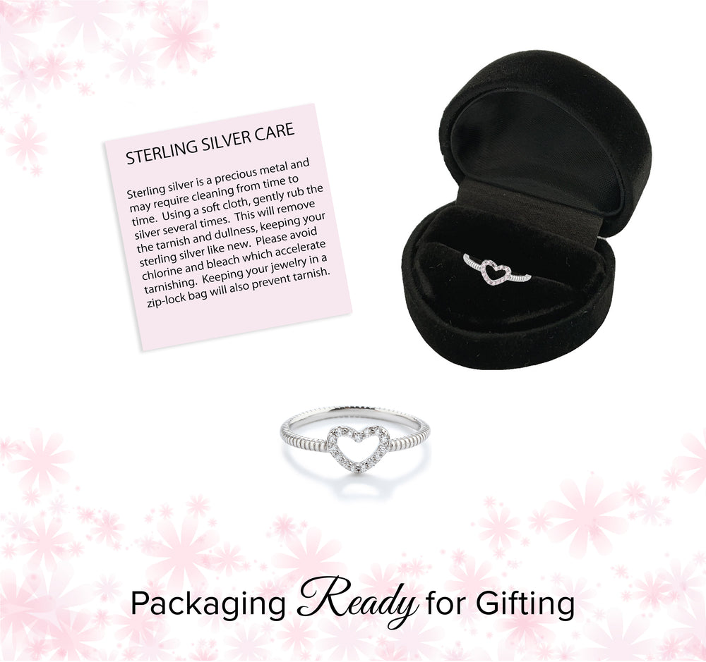 Little Girls Sterling Silver CZ Heart Baby Ring,