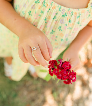 Little Girls Sterling Silver CZ Heart Baby Ring,