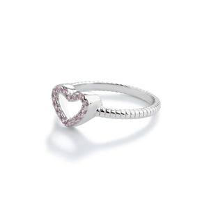 Little Girls Sterling Silver Pink CZ Heart Baby Ring