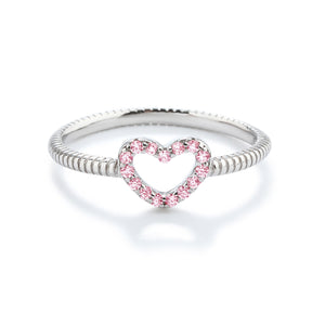 Little Girls Sterling Silver Pink CZ Heart Baby Ring