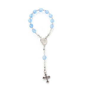 Sterling Silver Blue Baby Rosary Baptism Gift