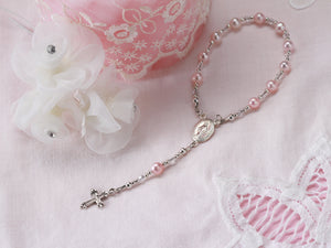 Sterling Silver Pink Baby Rosary Baptism Gift - Cherished Moments Jewelry