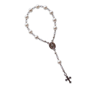 Sterling Silver White Baby Rosary Baptism Gift