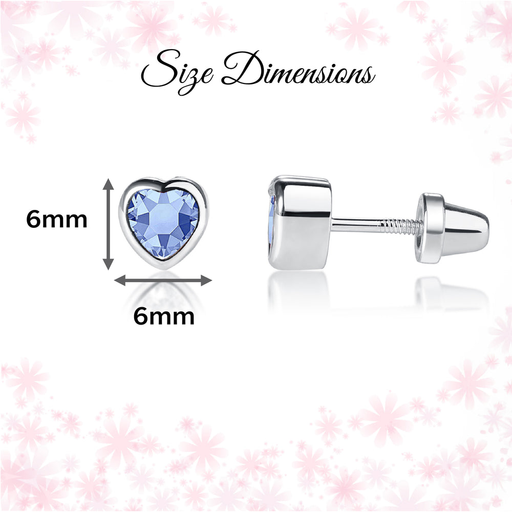 Sterling Silver Kid's Clear CZ Heart Earring